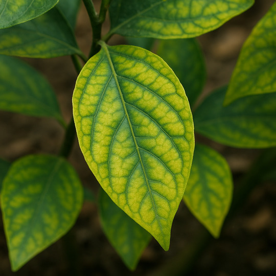 Yellowing leaves from nutrient deficiency on Florida shrubs